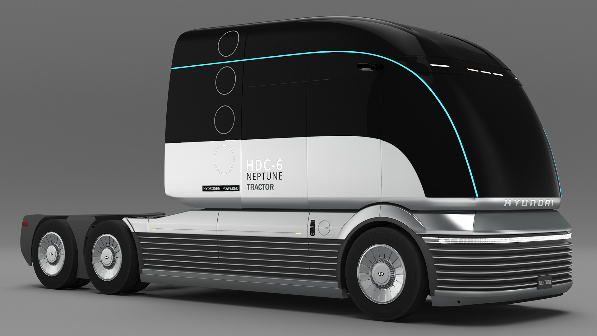 3D Heavy Duty Hydrogen Semi Truck Hyundai HDC-6 Neptune Rigged for Maya model