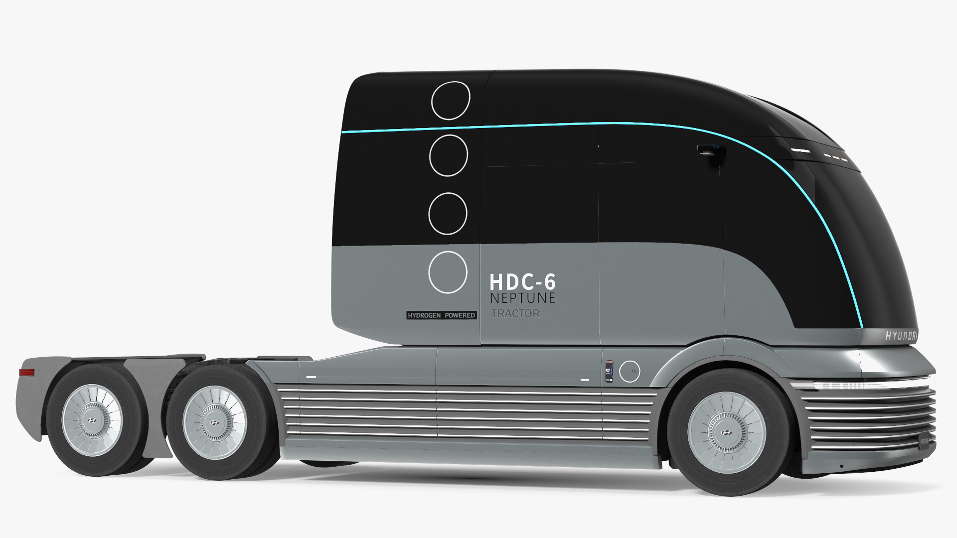 3D Heavy Duty Hydrogen Semi Truck Hyundai HDC-6 Neptune Rigged for Maya model