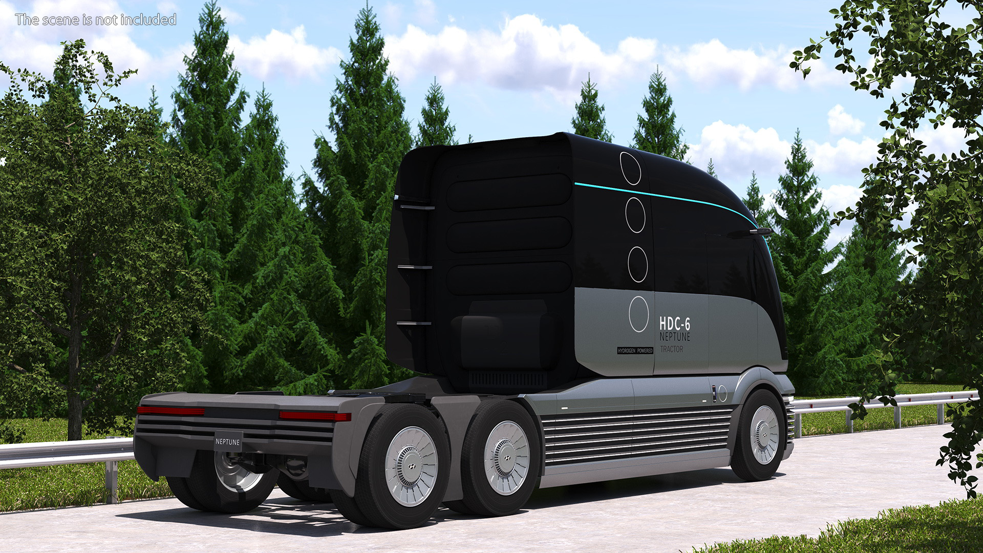3D Heavy Duty Hydrogen Semi Truck Hyundai HDC-6 Neptune Rigged for Maya model