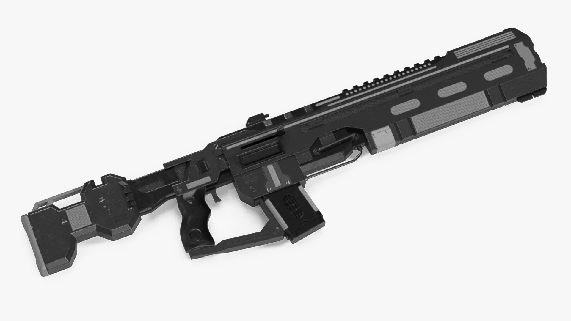 3D model Tactical Assault Rifle Sci Fi with Cartridge Black