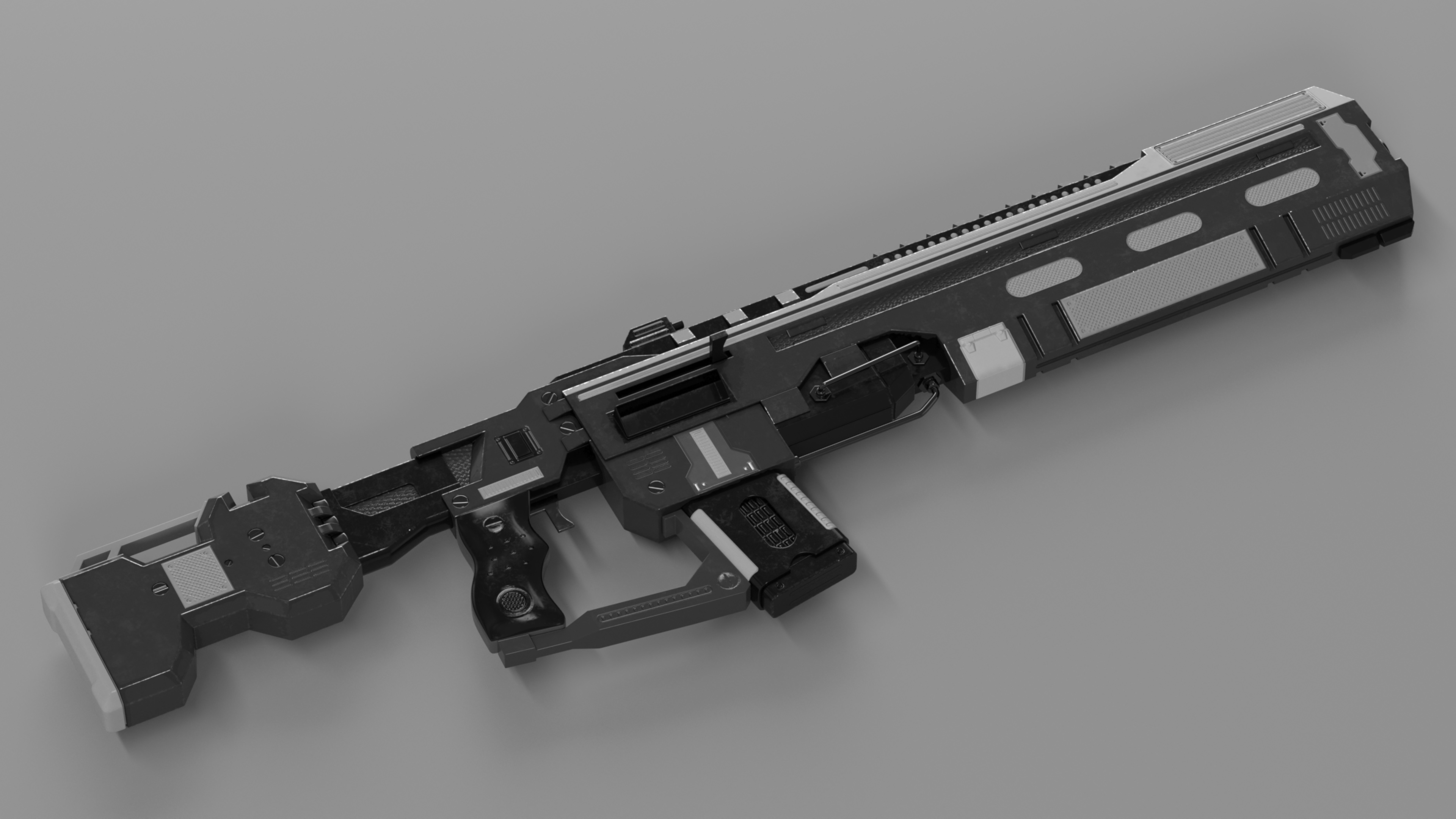3D model Tactical Assault Rifle Sci Fi with Cartridge Black
