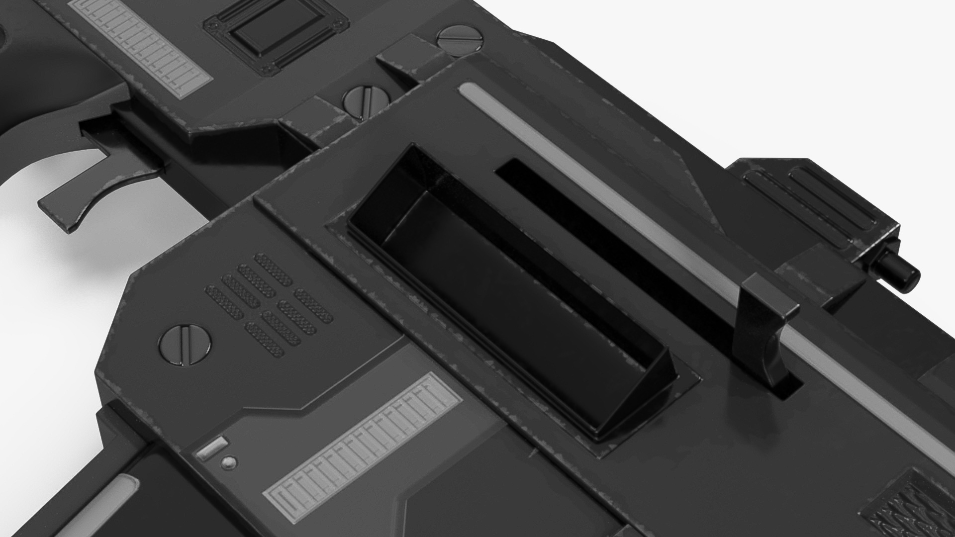 3D model Tactical Assault Rifle Sci Fi with Cartridge Black