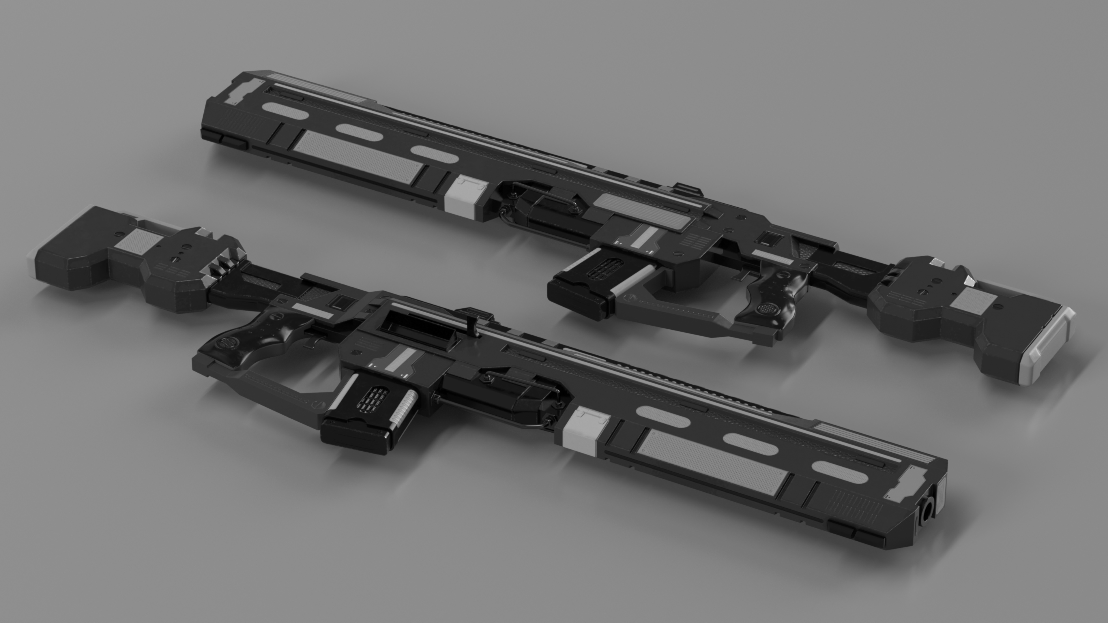 3D model Tactical Assault Rifle Sci Fi with Cartridge Black