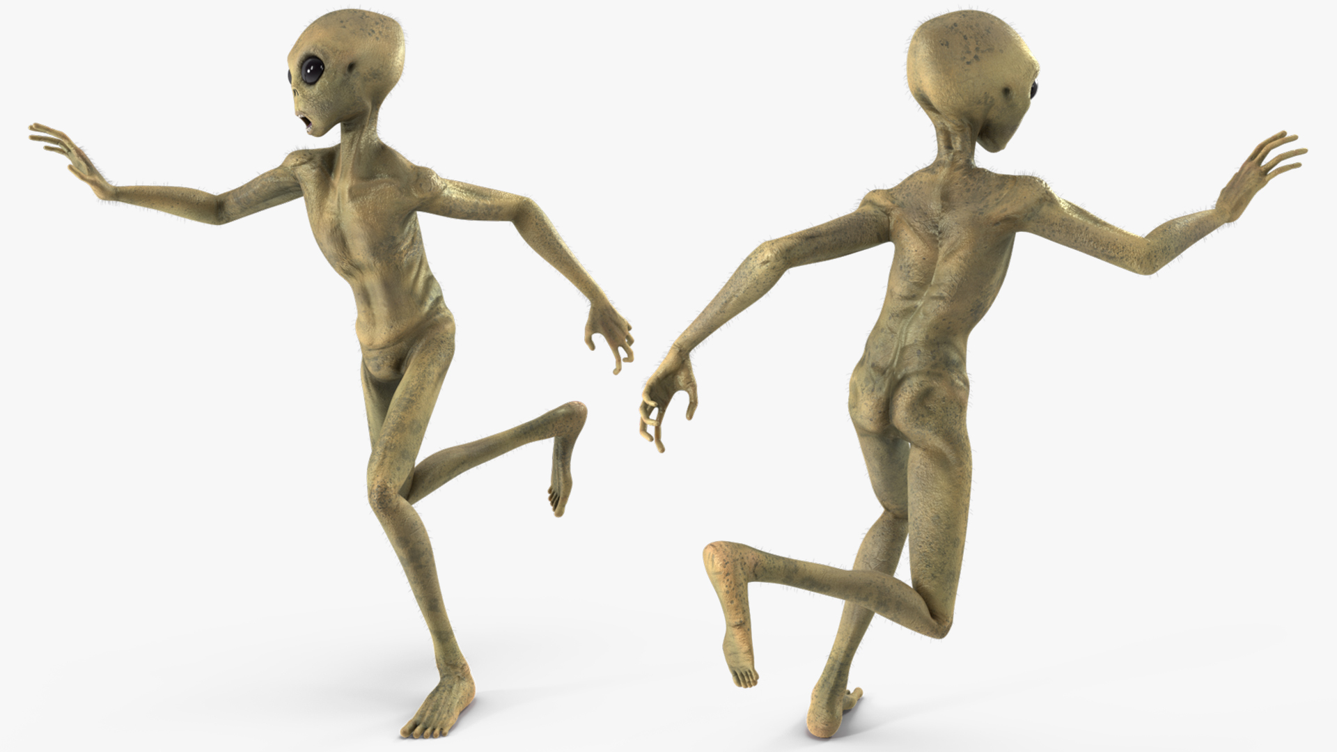 Humanoid Alien Creature Fur Rigged 3D model