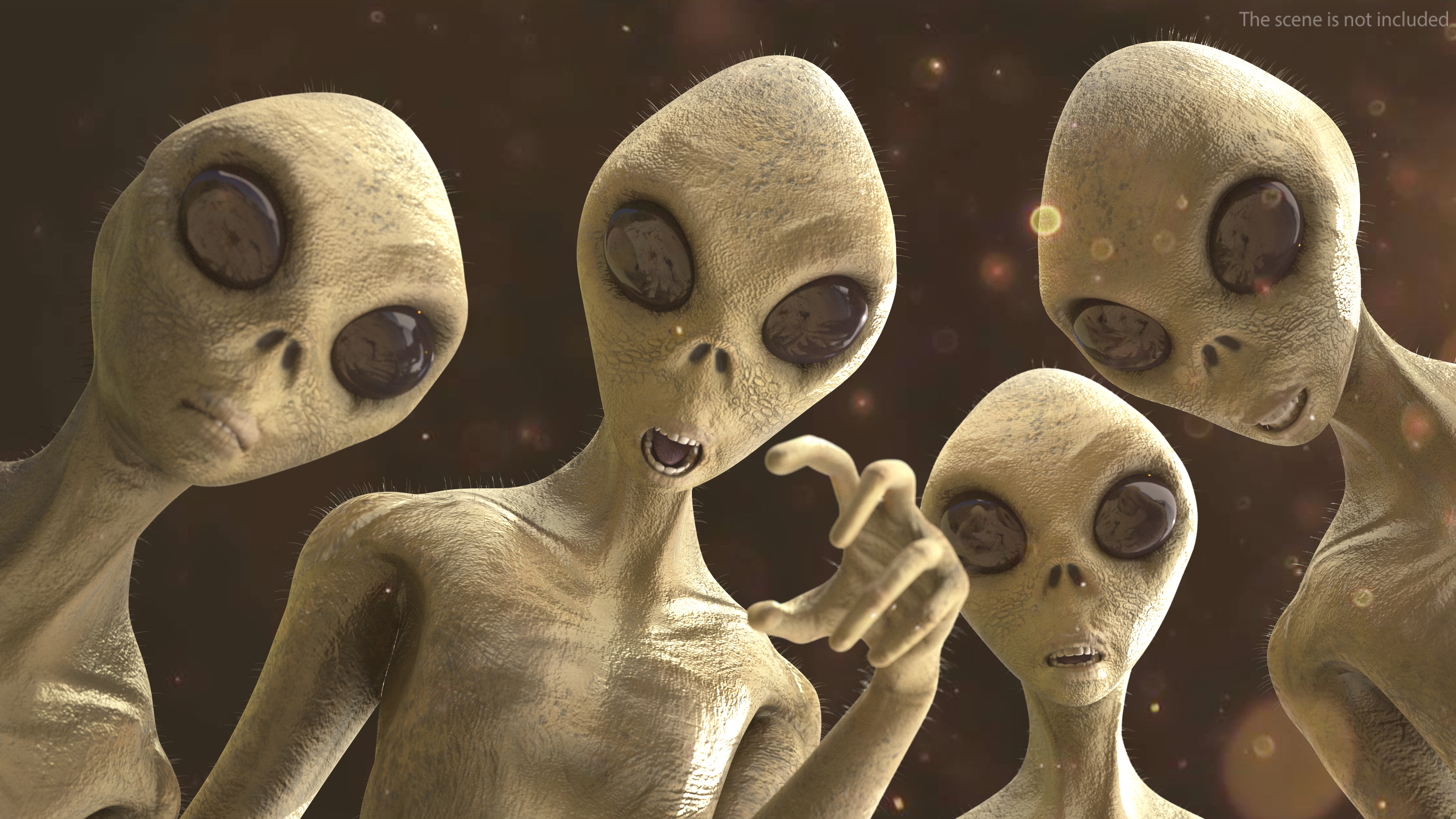 Humanoid Alien Creature Fur Rigged 3D model