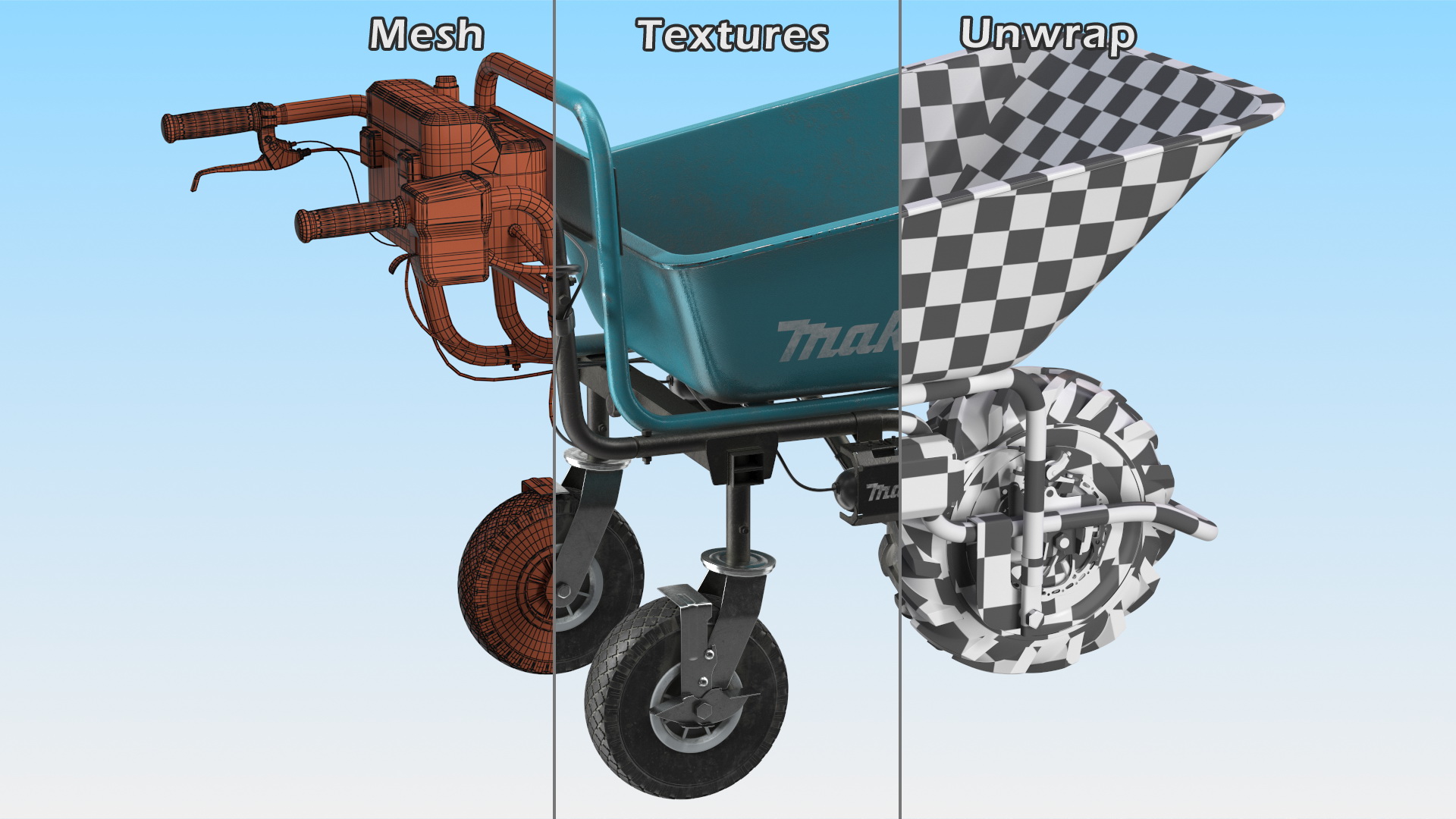 Makita DCU180ZB Electric Wheelbarrow with Bucket Dusty 3D model