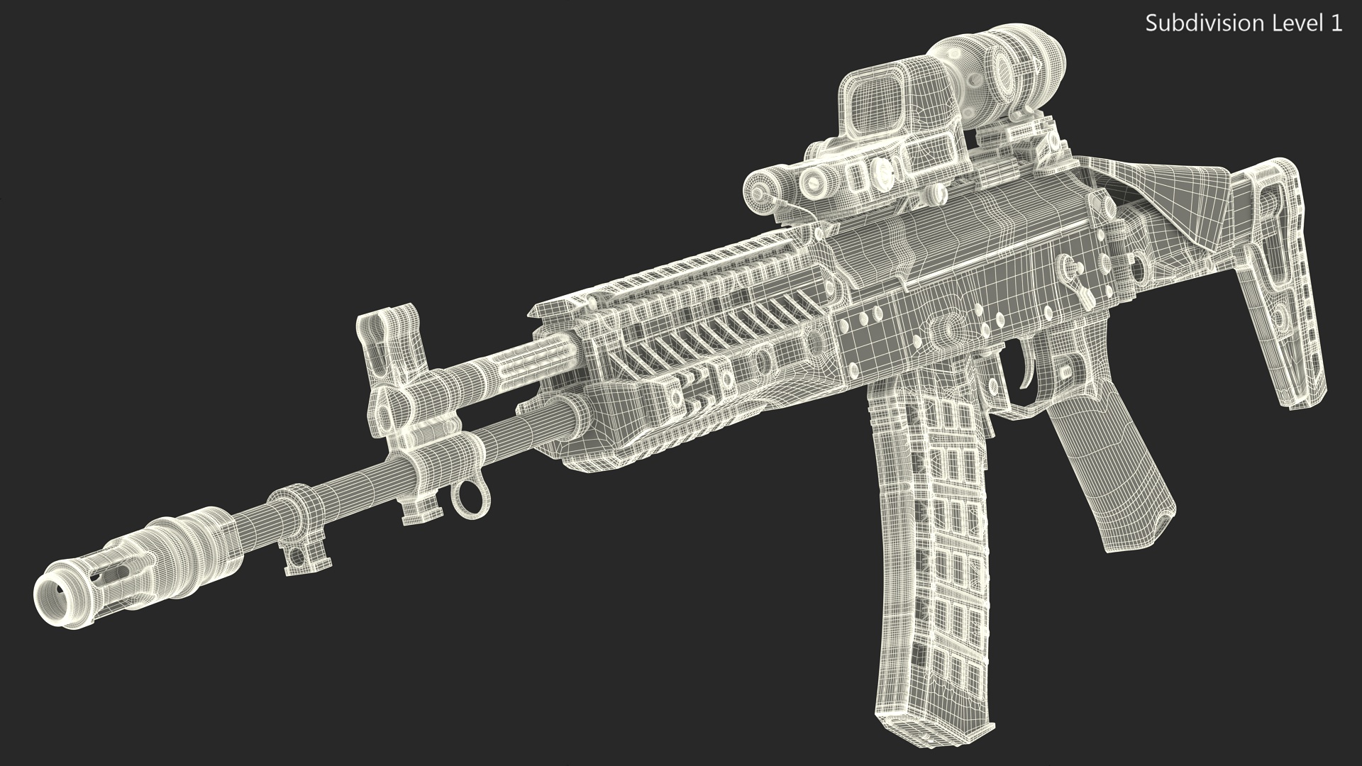 Shabby Military Assault Rifle AK-12 with Optics 3D
