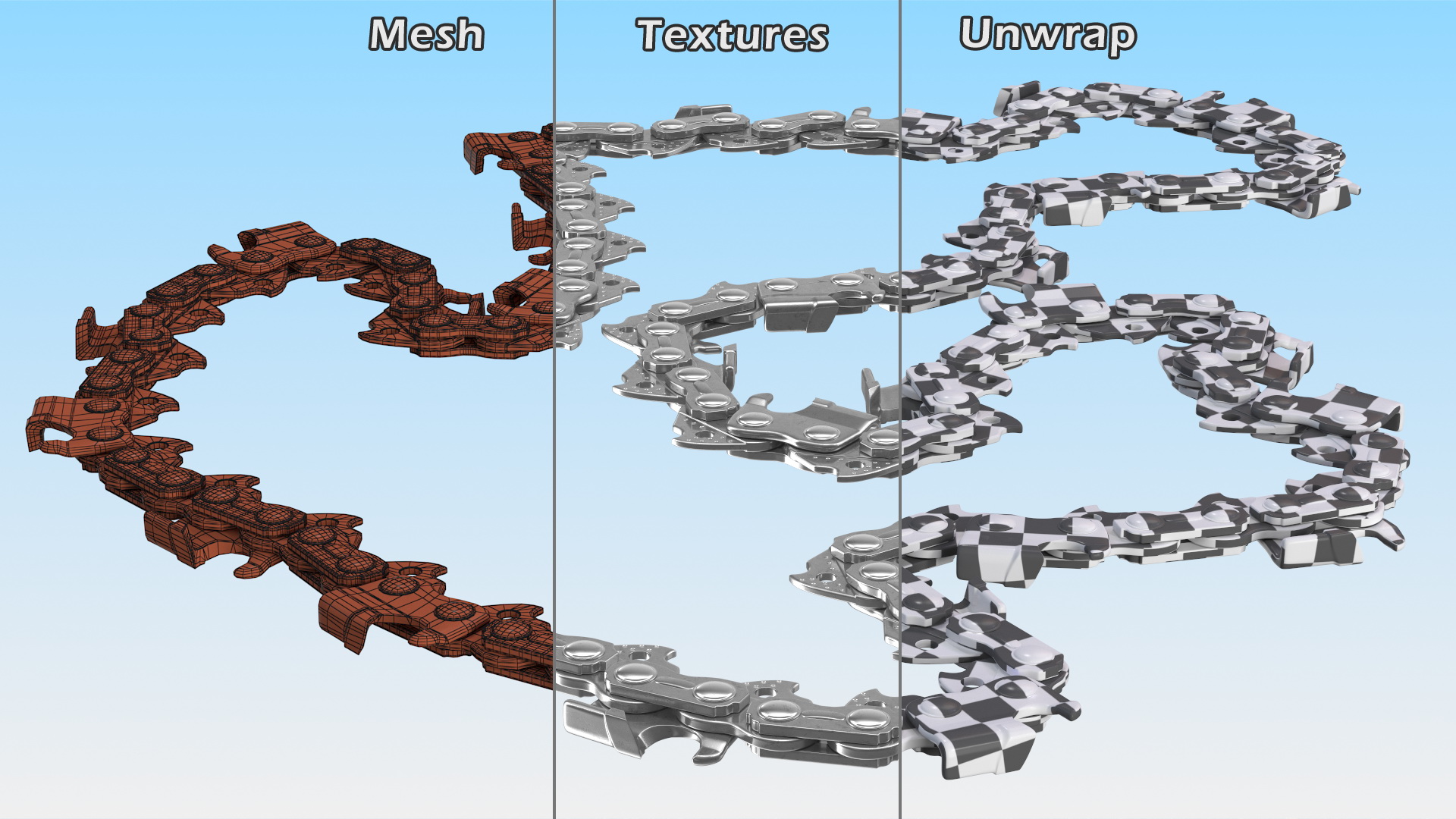 Steel Chain for Chainsaw 3D model
