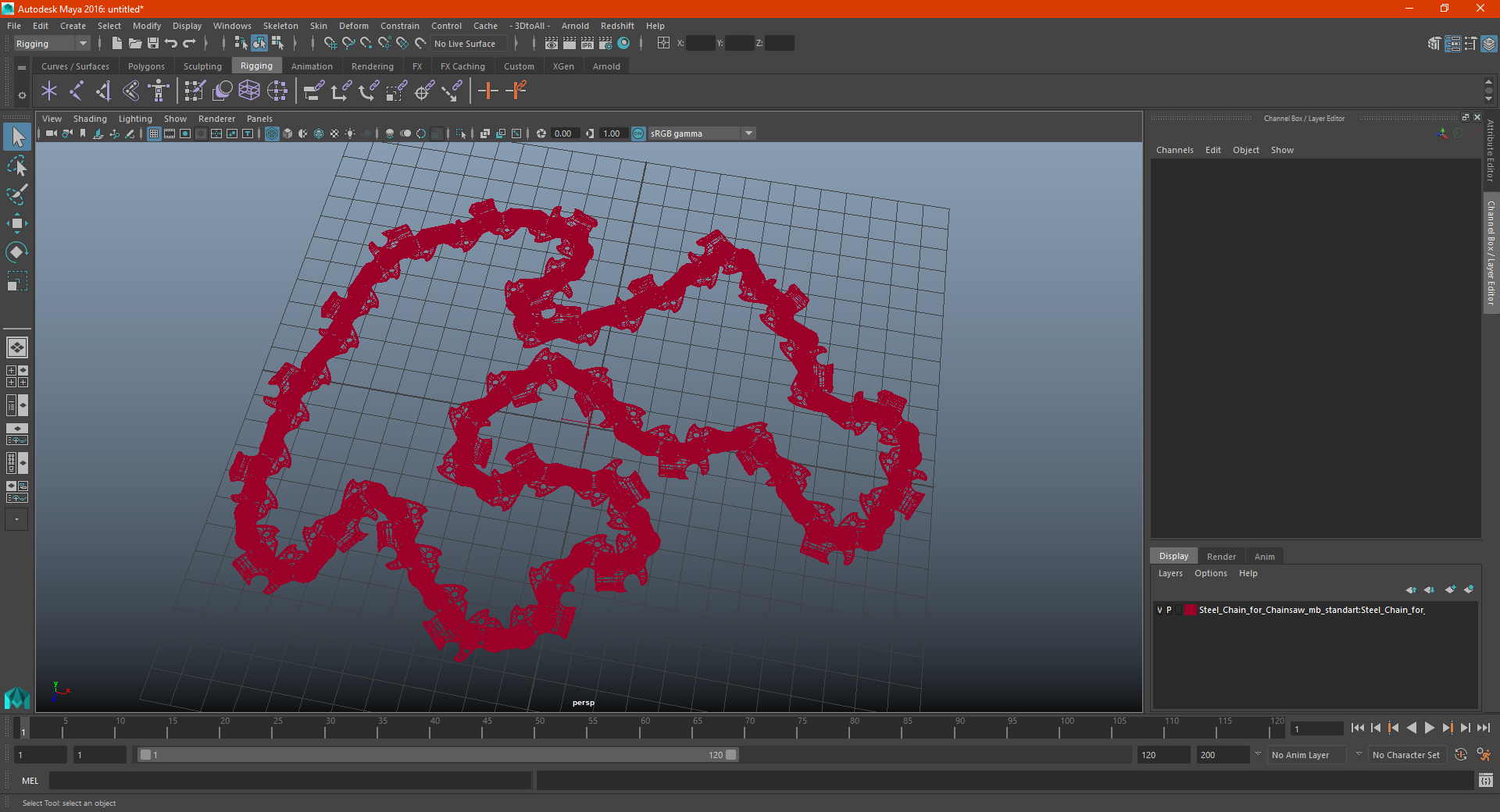 Steel Chain for Chainsaw 3D model