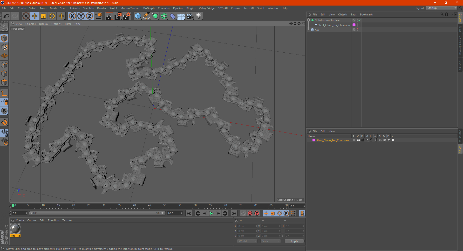 Steel Chain for Chainsaw 3D model