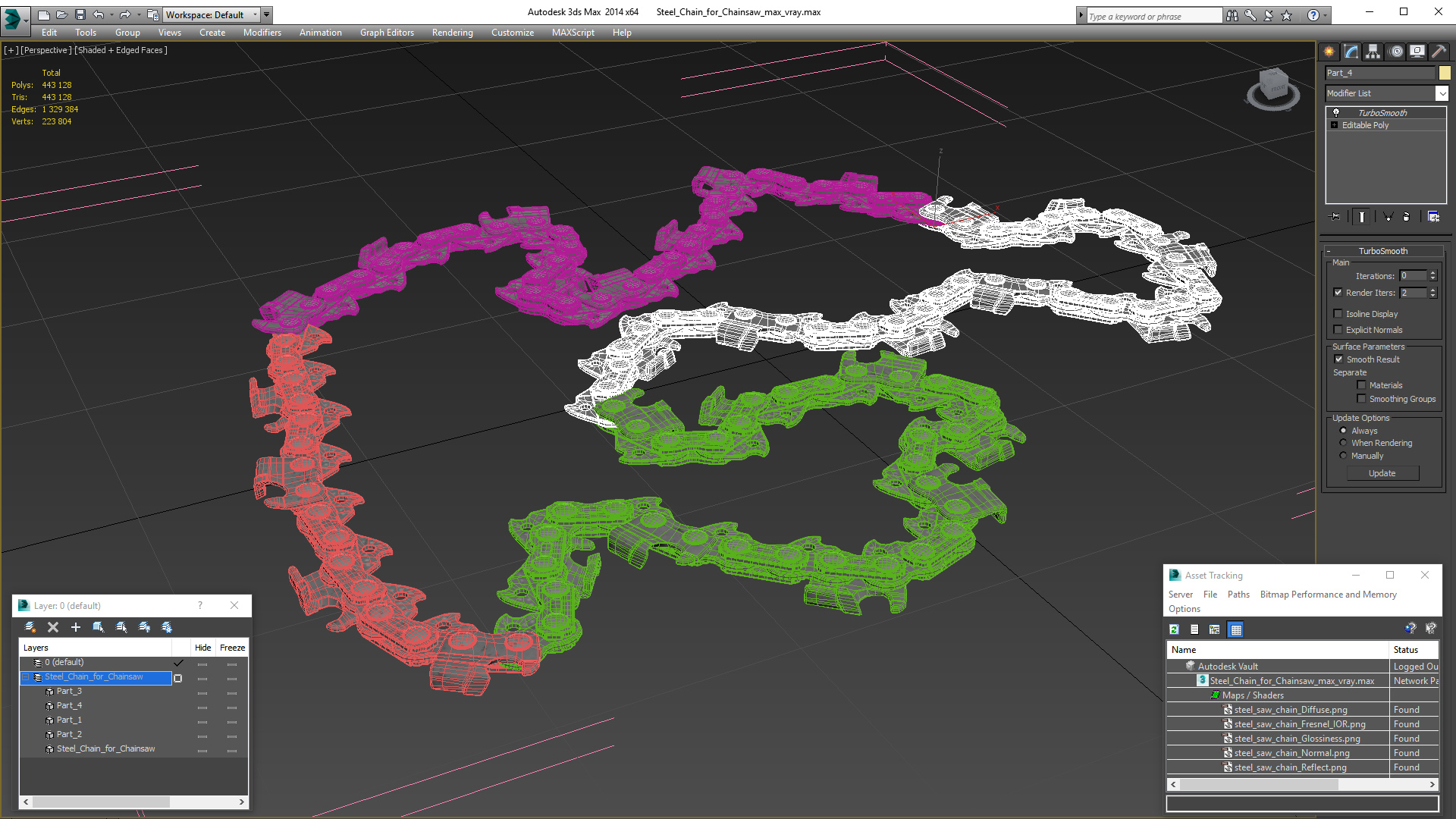 Steel Chain for Chainsaw 3D model