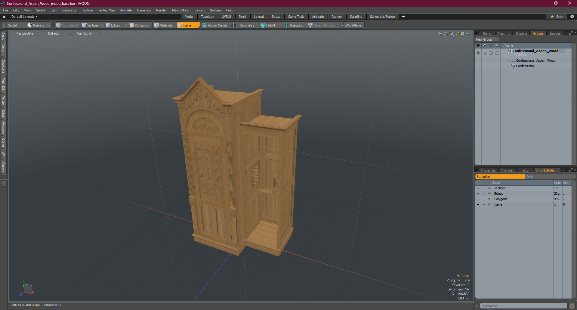 3D Confessional Aspen Wood model