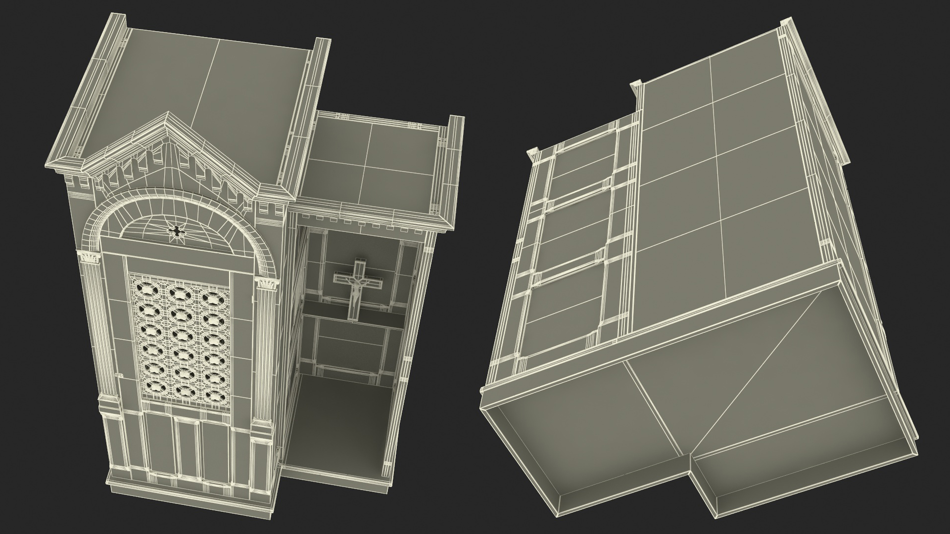 3D Confessional Aspen Wood model