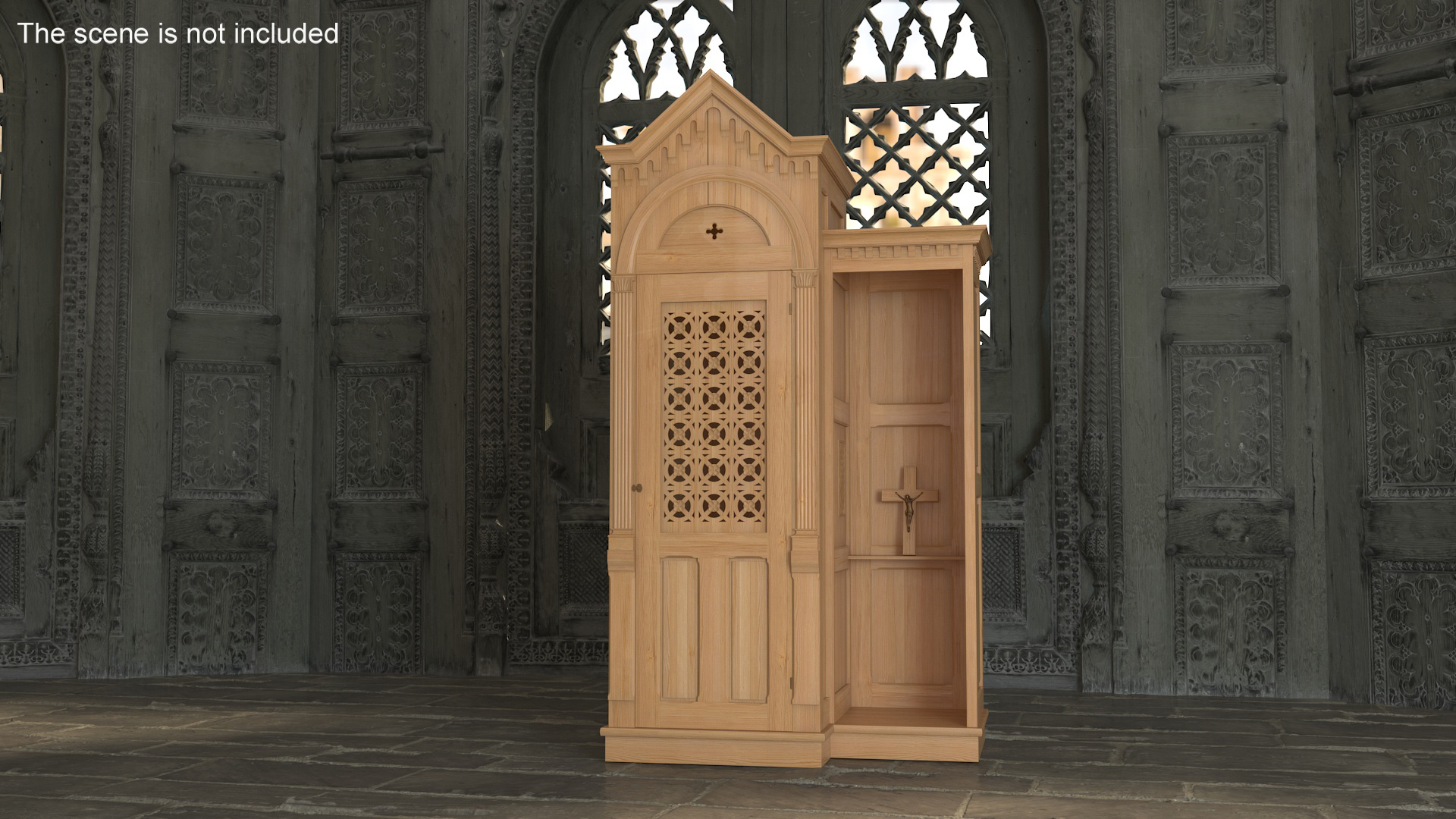 3D Confessional Aspen Wood model