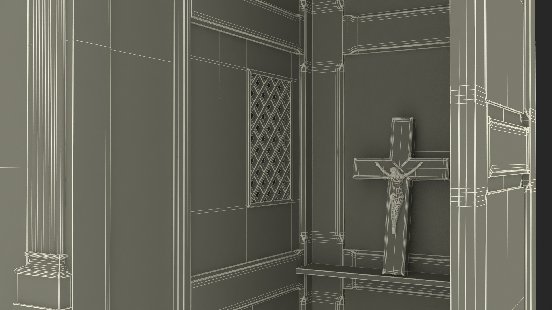 3D Confessional Aspen Wood model