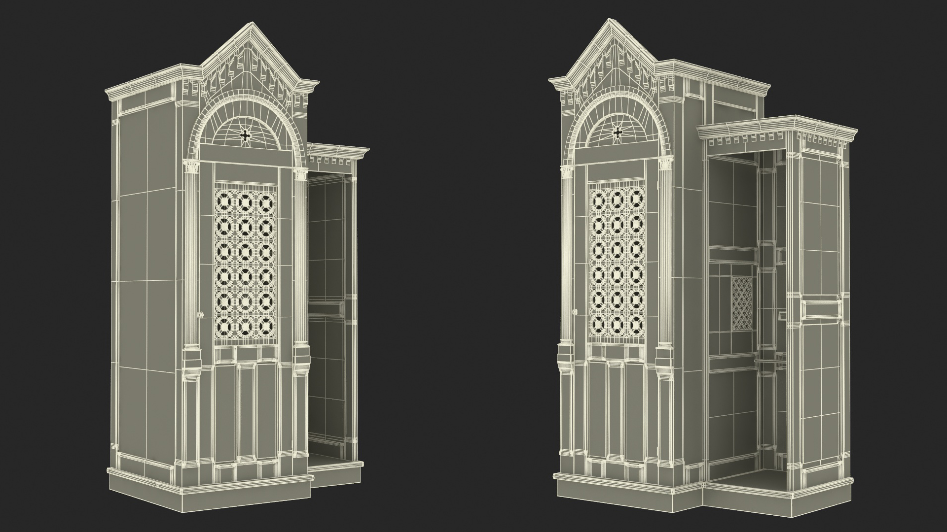 3D Confessional Aspen Wood model