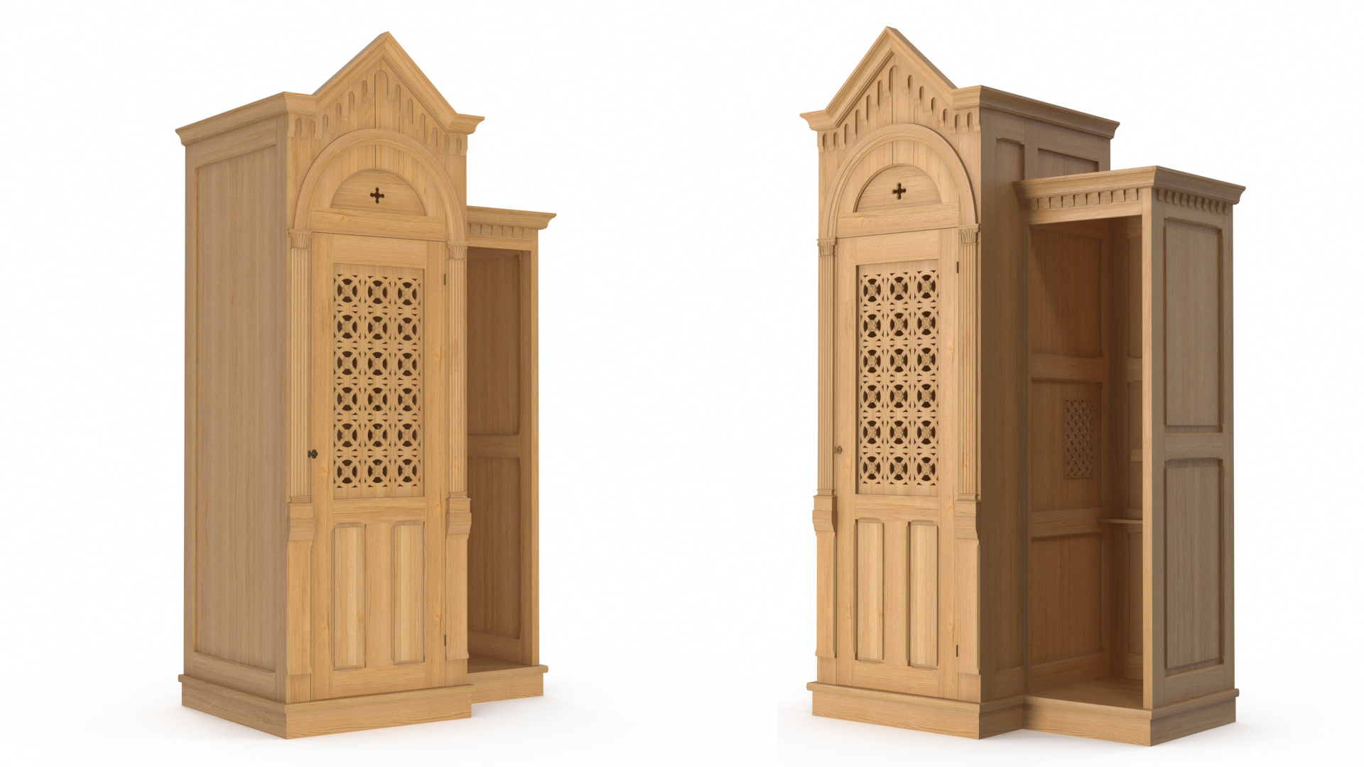 3D Confessional Aspen Wood model