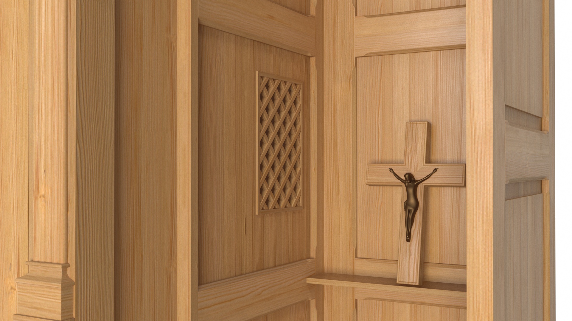 3D Confessional Aspen Wood model