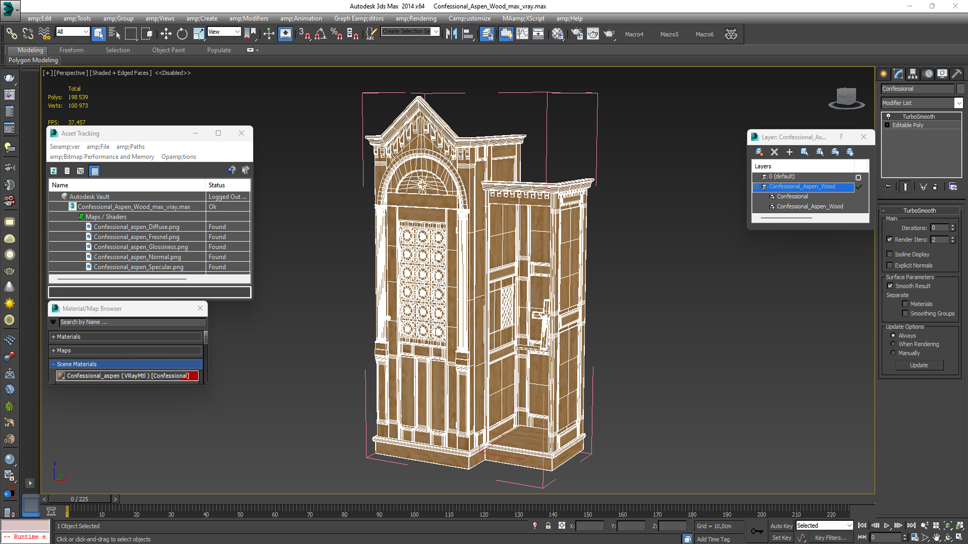 3D Confessional Aspen Wood model