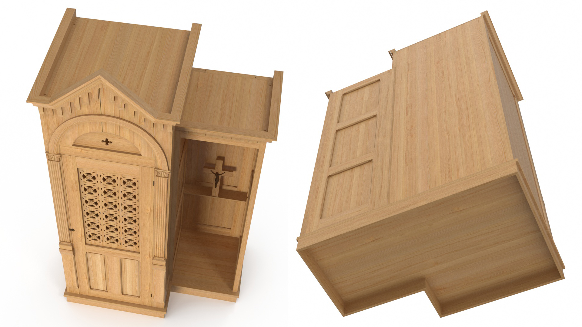 3D Confessional Aspen Wood model