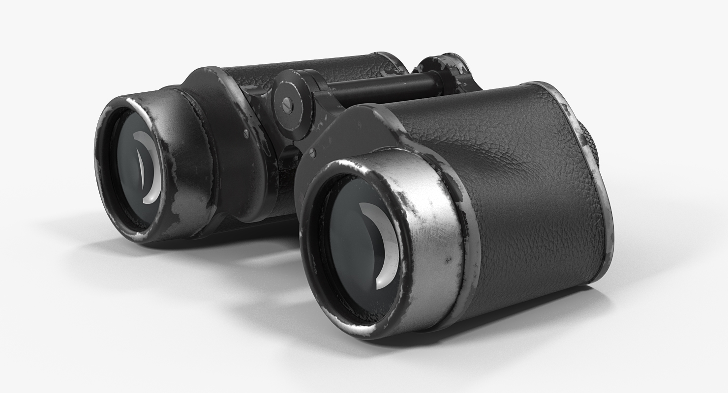 Old Metal Military Binoculars 3D model