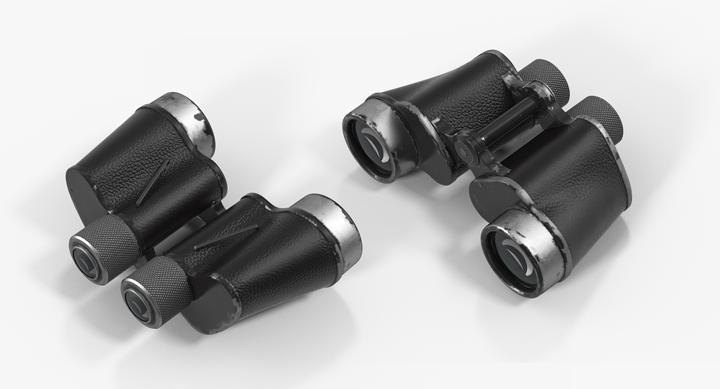 Old Metal Military Binoculars 3D model