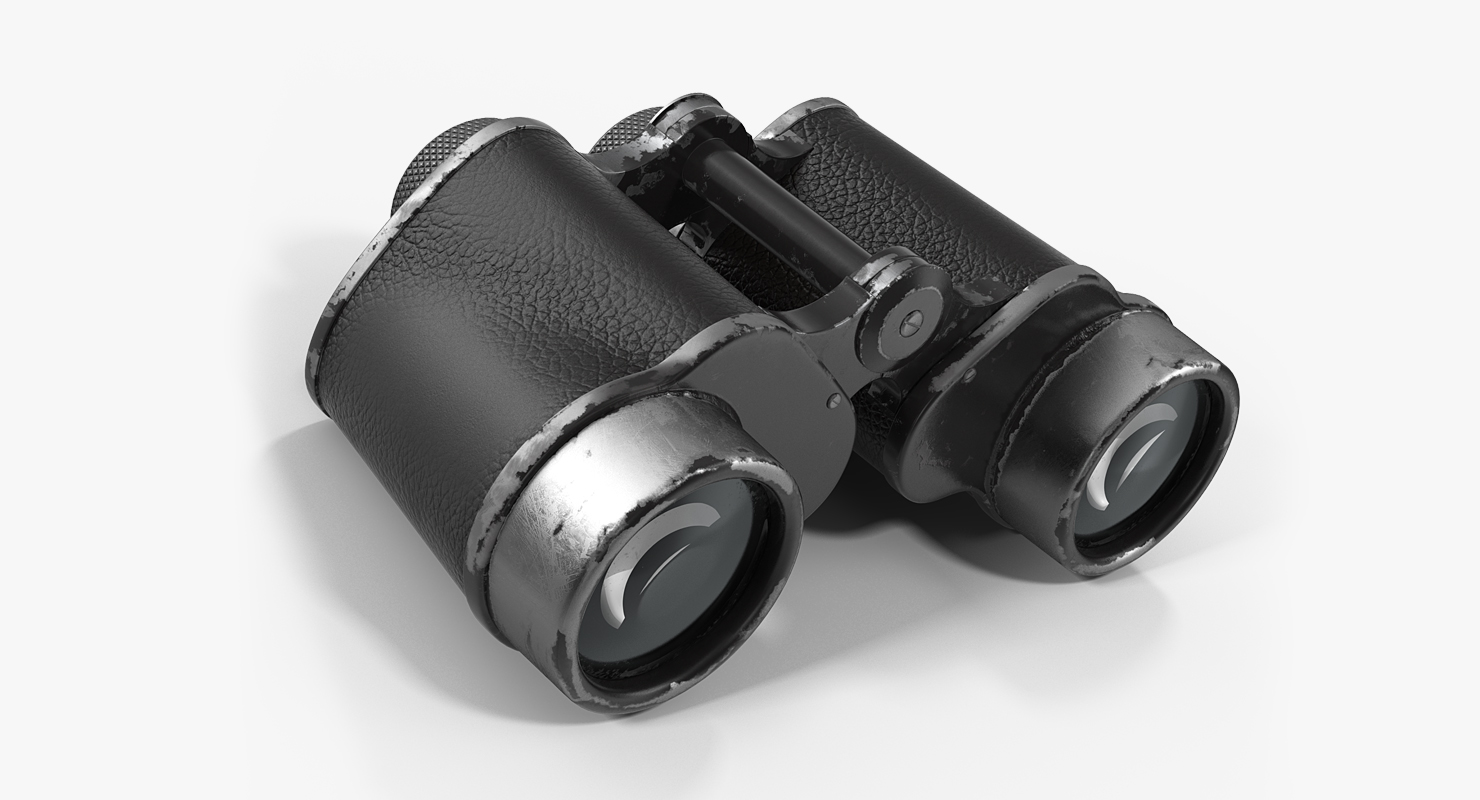 Old Metal Military Binoculars 3D model