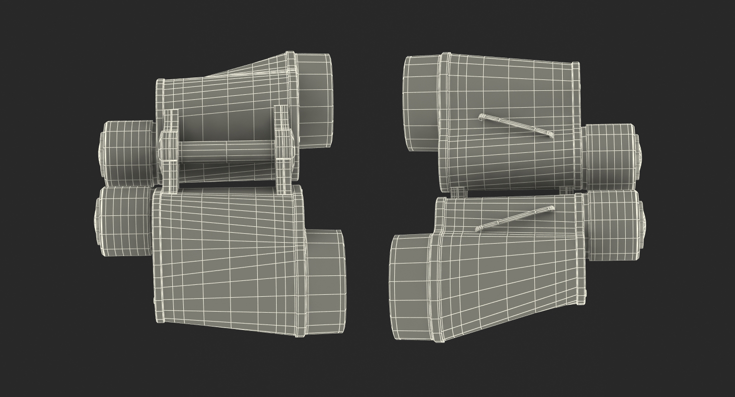 Old Metal Military Binoculars 3D model