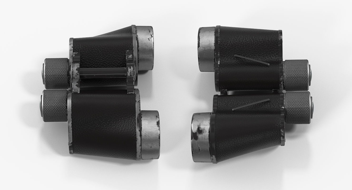 Old Metal Military Binoculars 3D model