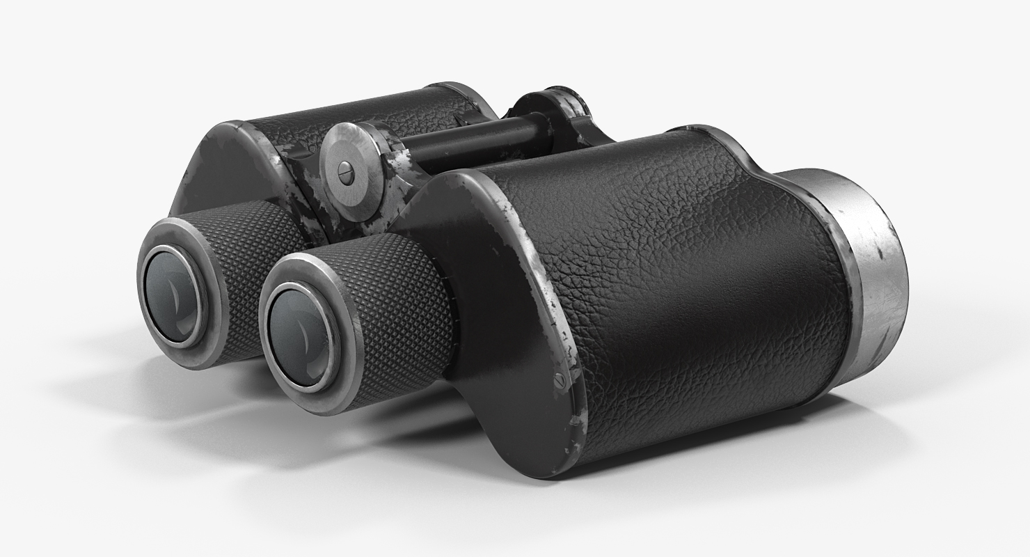 Old Metal Military Binoculars 3D model