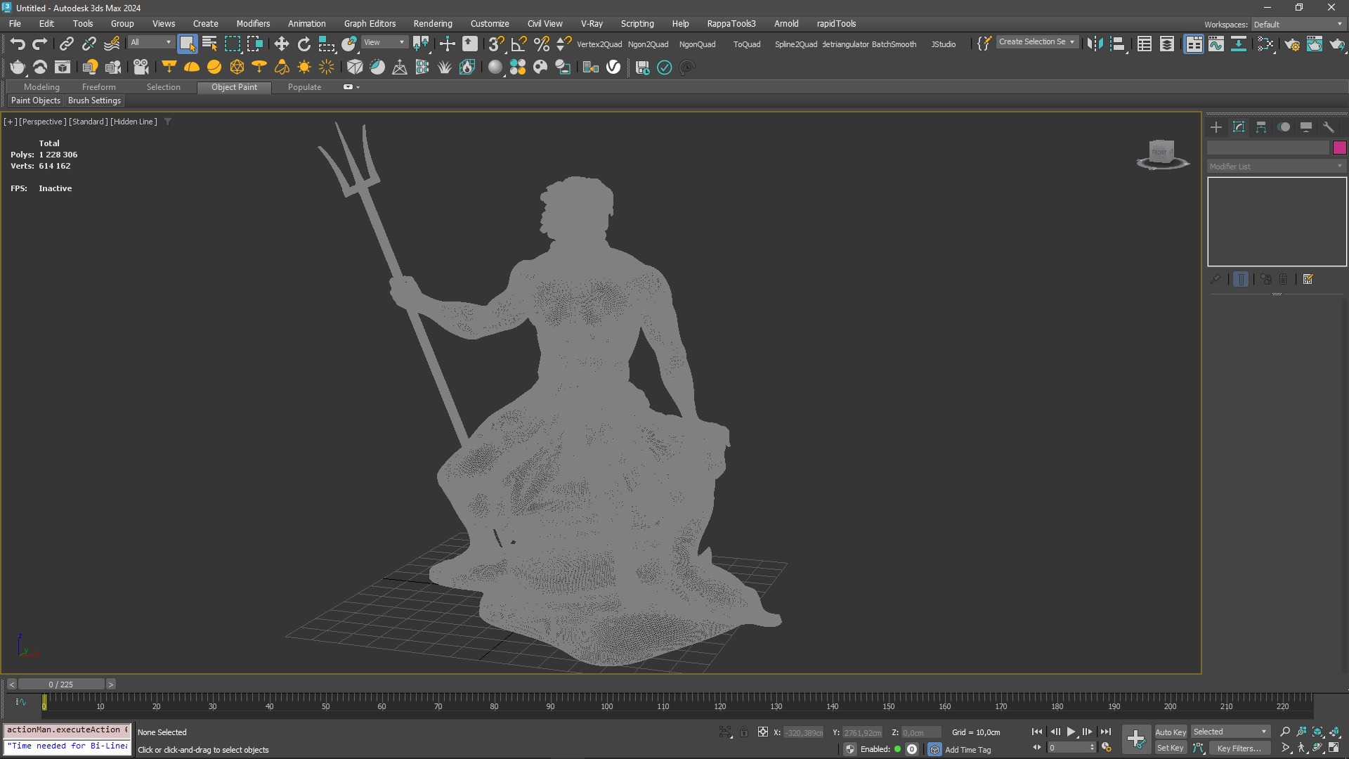 3D Antique Poseidon Marble Statue for 3D Print model