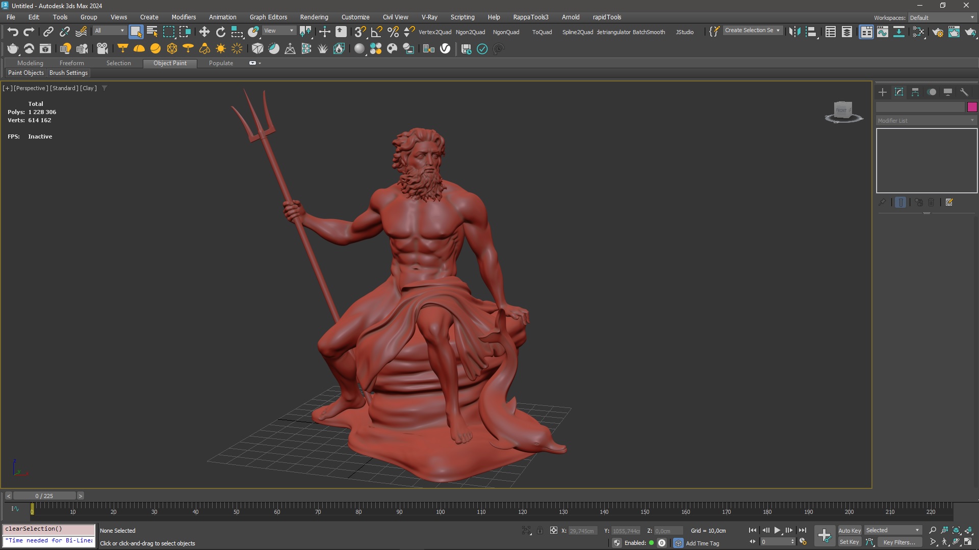 3D Antique Poseidon Marble Statue for 3D Print model