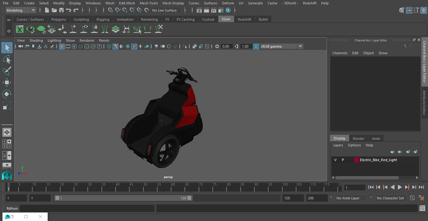 3D Electric Bike Red Light model