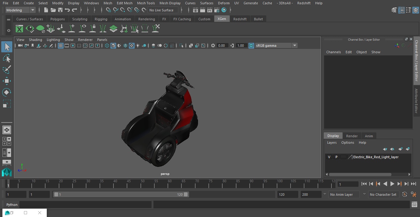 3D Electric Bike Red Light model