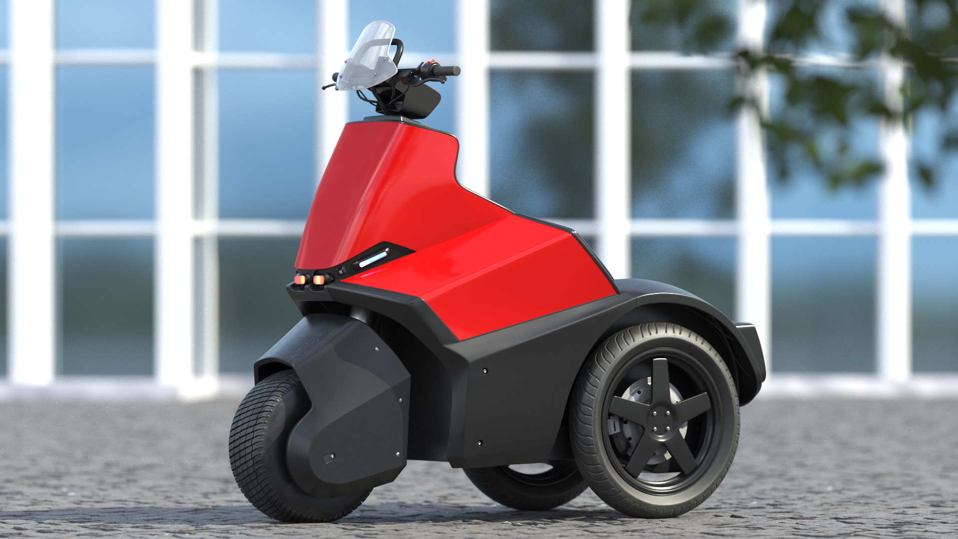 3D Electric Bike Red Light model