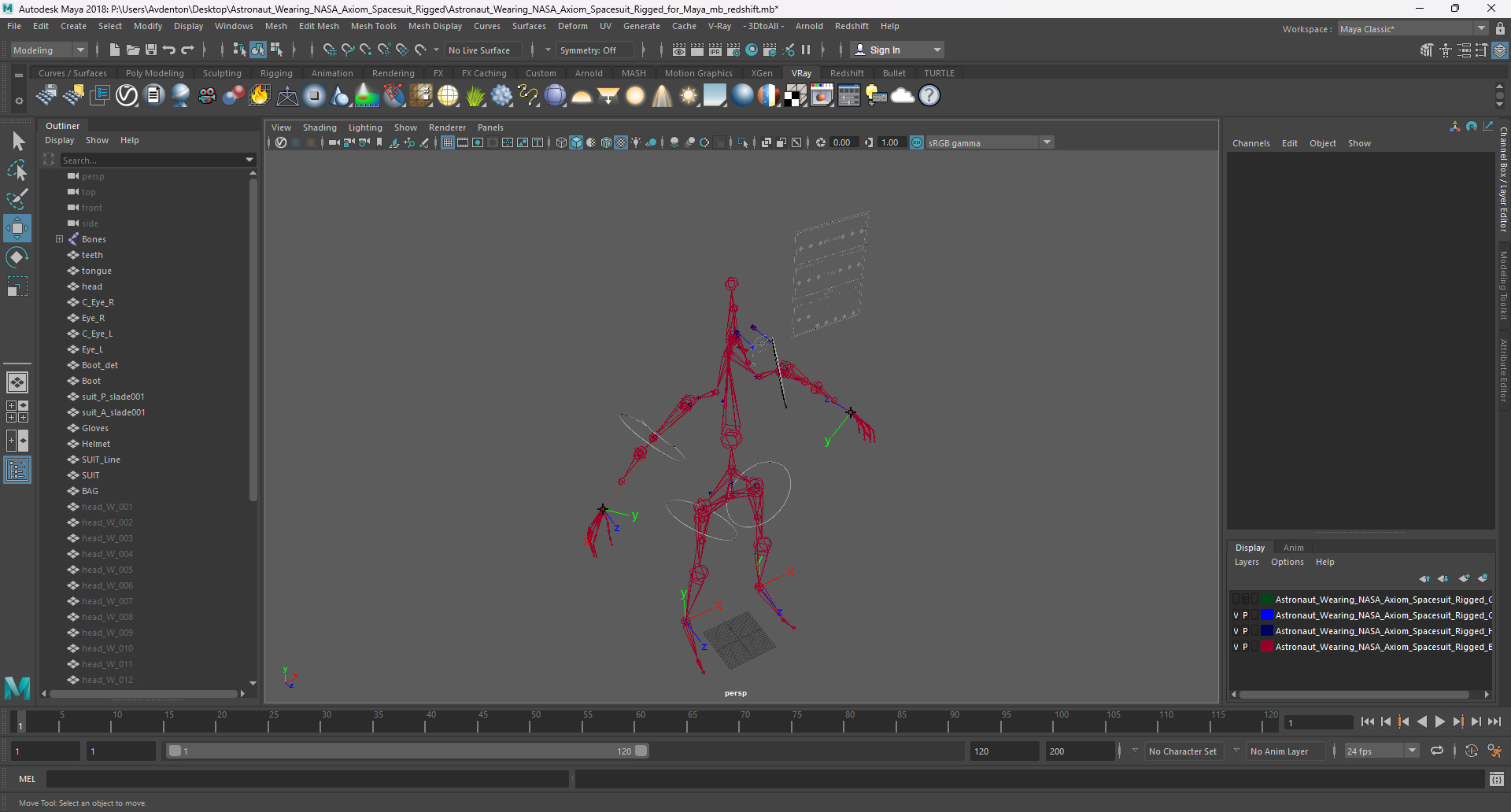 Astronaut Wearing NASA Axiom Spacesuit Rigged for Maya 3D model