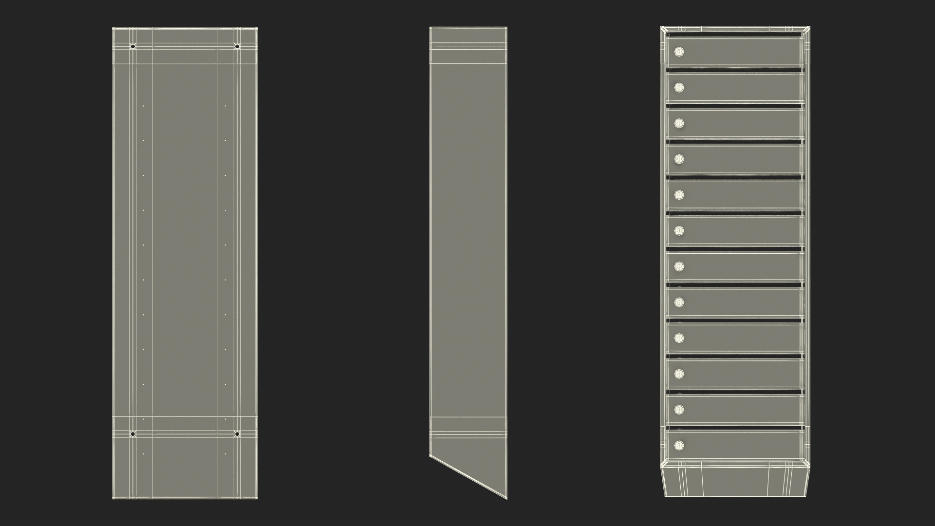 3D Block of 12 Apartment Mailboxes