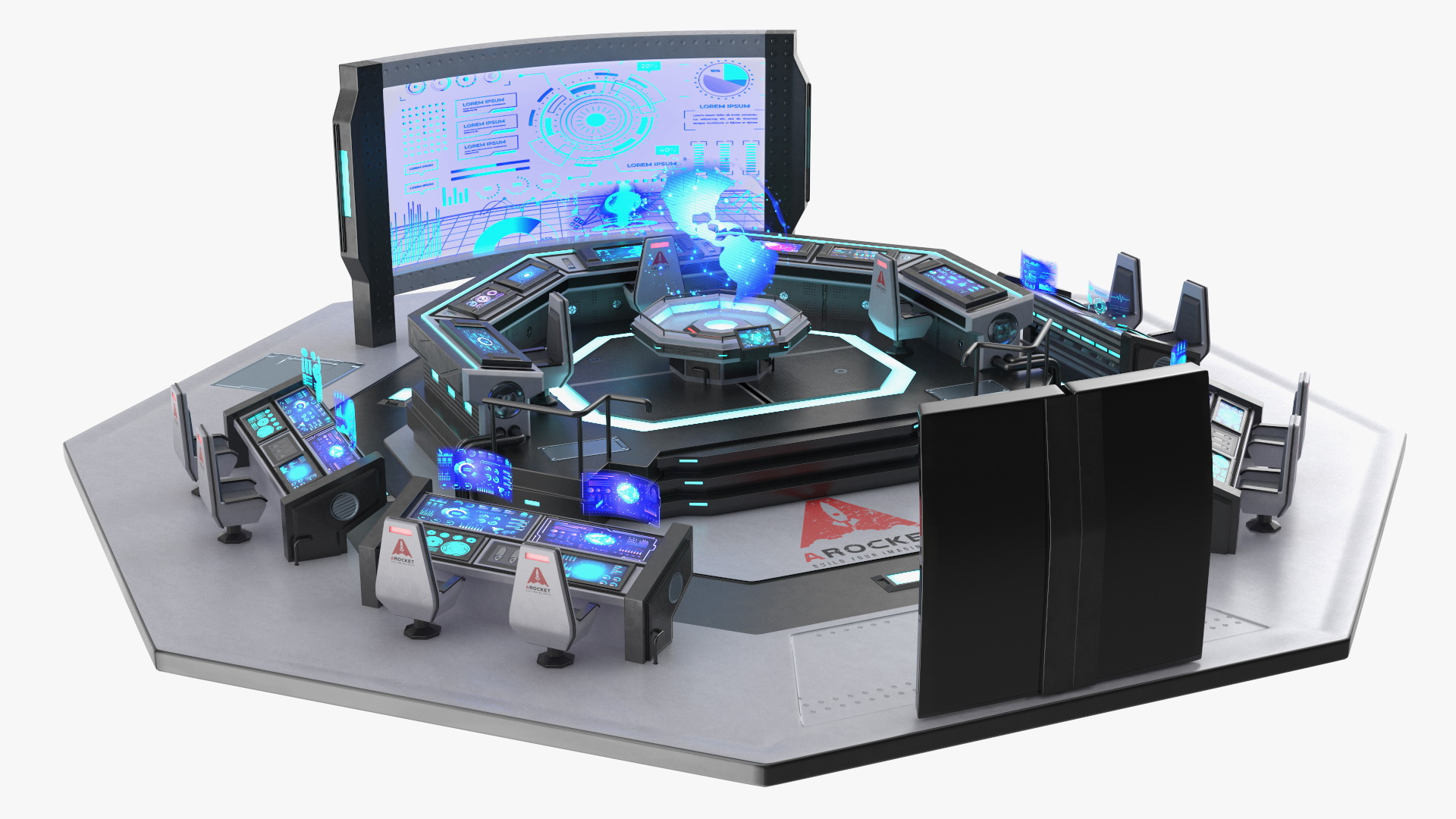 3D Futuristic Science Fiction Command Center