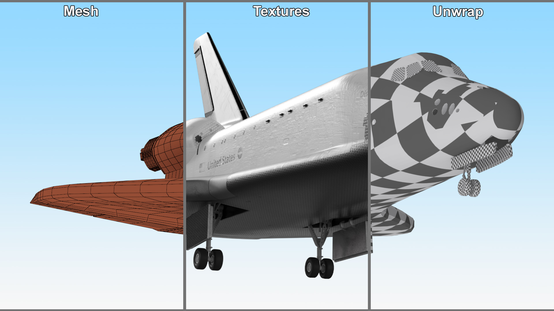 3D NASA Space Shuttle Discovery model