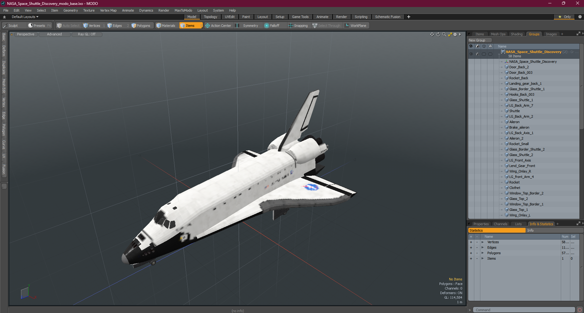 3D NASA Space Shuttle Discovery model