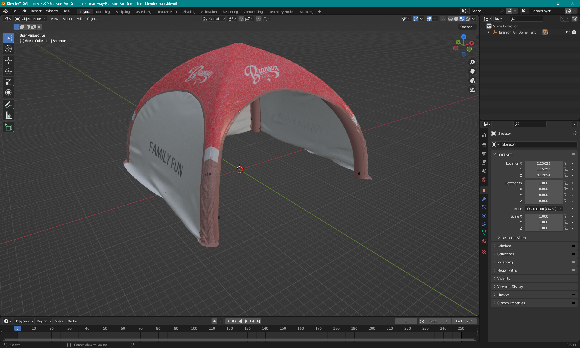 3D Branson Air Dome Tent