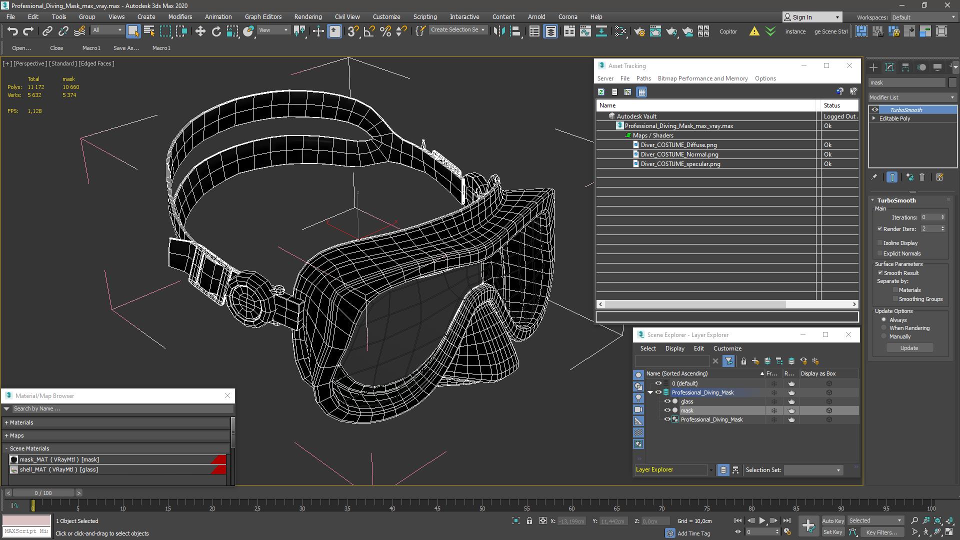 Professional Diving Mask 3D model
