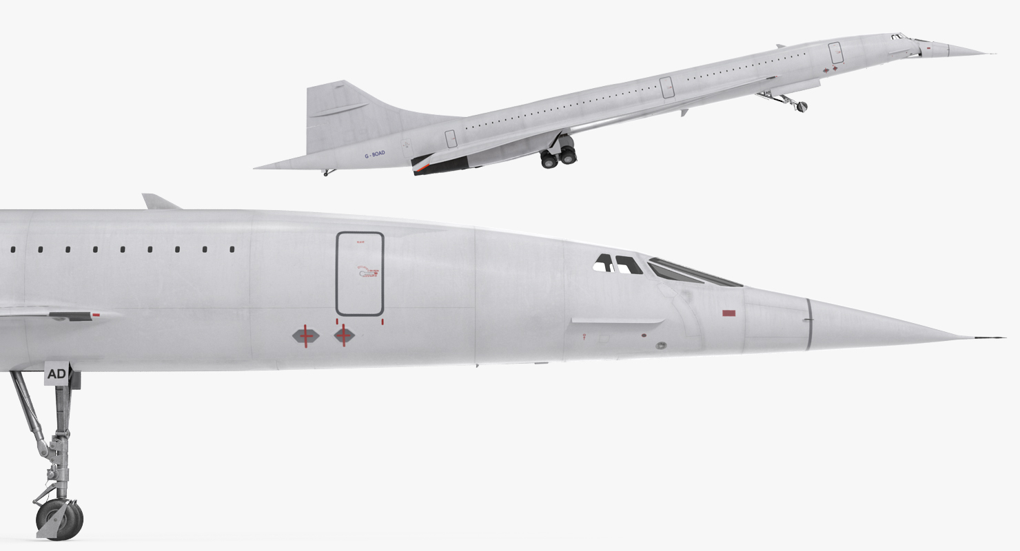 Concorde supersonic Passenger Jet Airliner Generic Rigged 3D