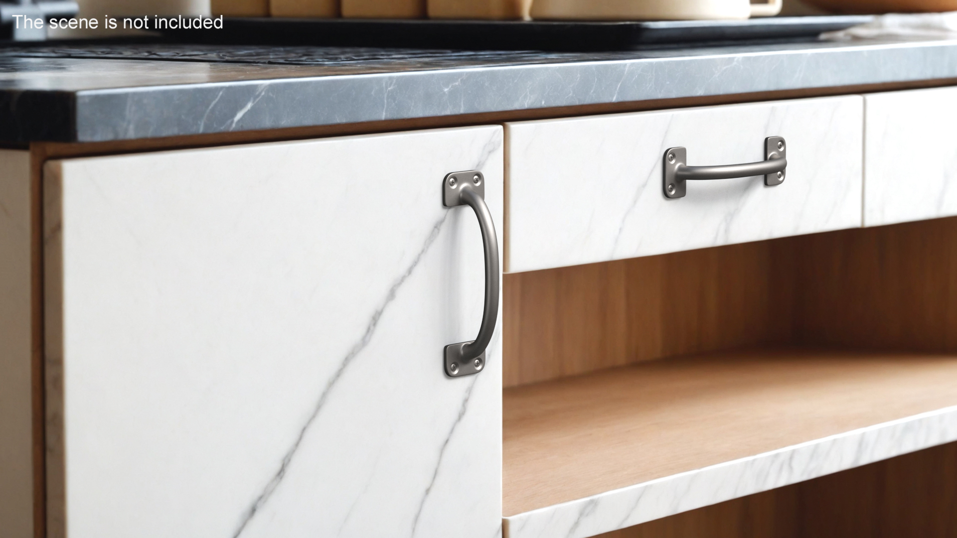 3D Kitchen Cabinet Handle Traditional Silver