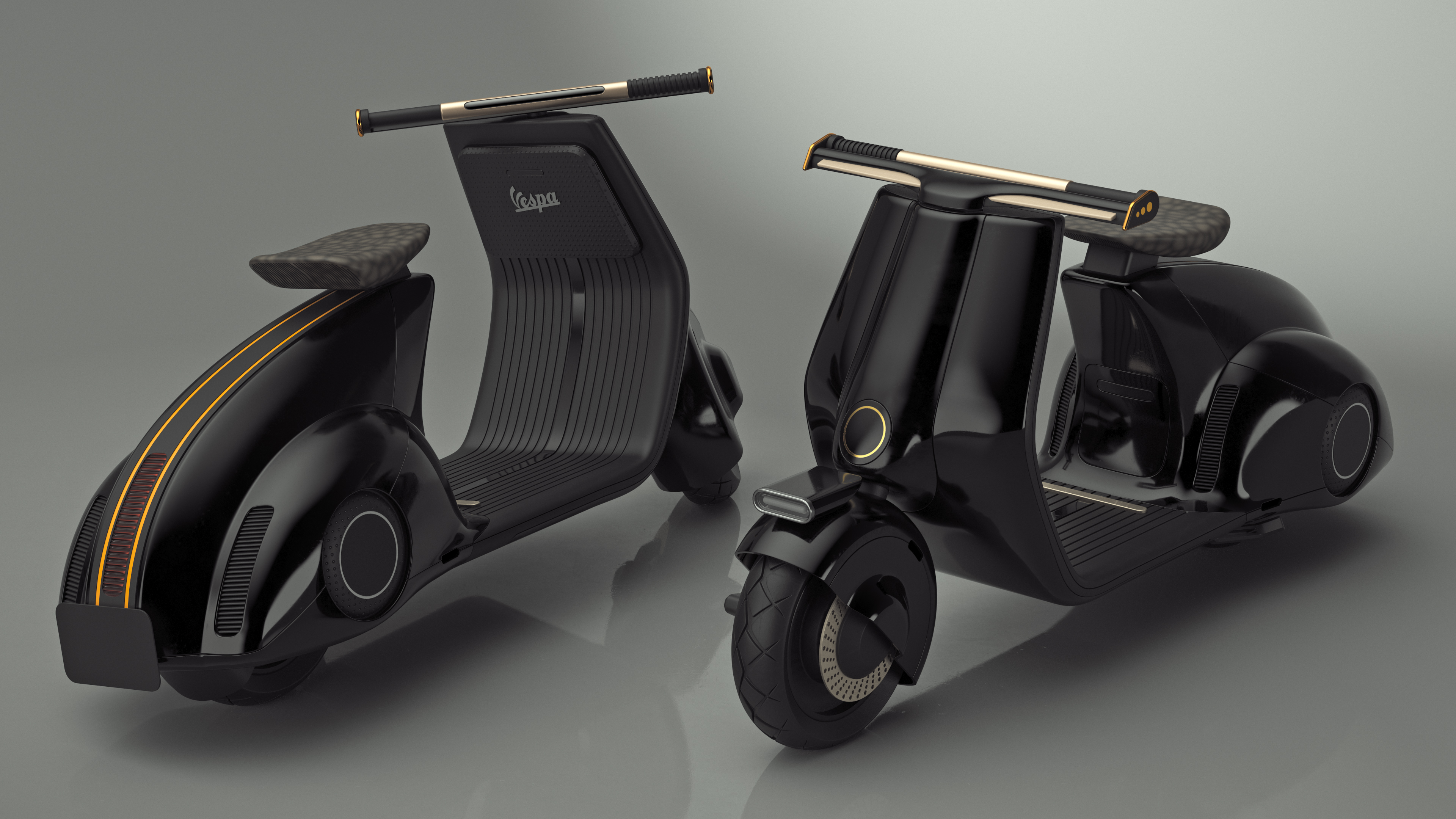 3D model Futuristic Electric Scooter Black Rigged