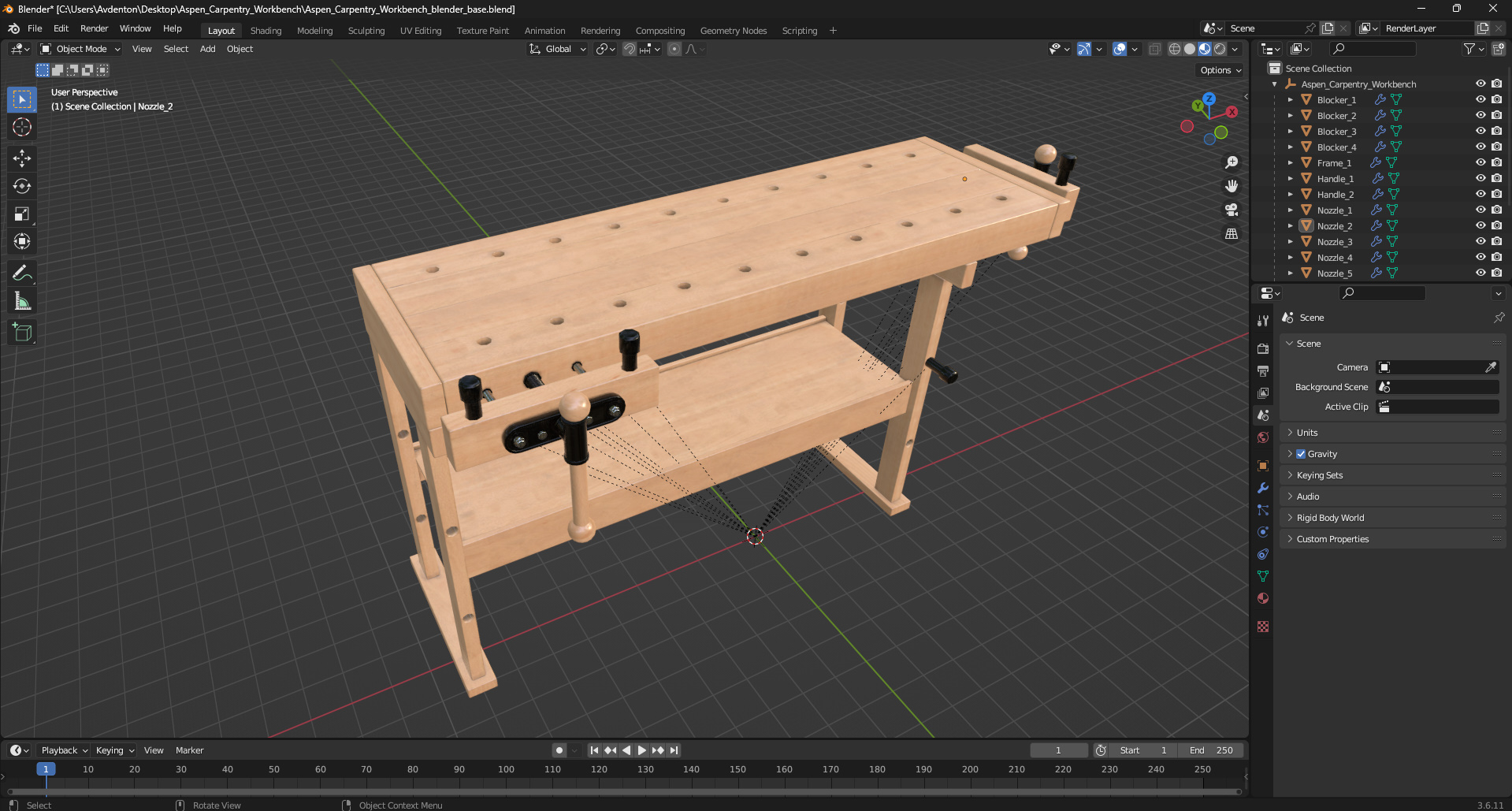 3D model Aspen Carpentry Workbench