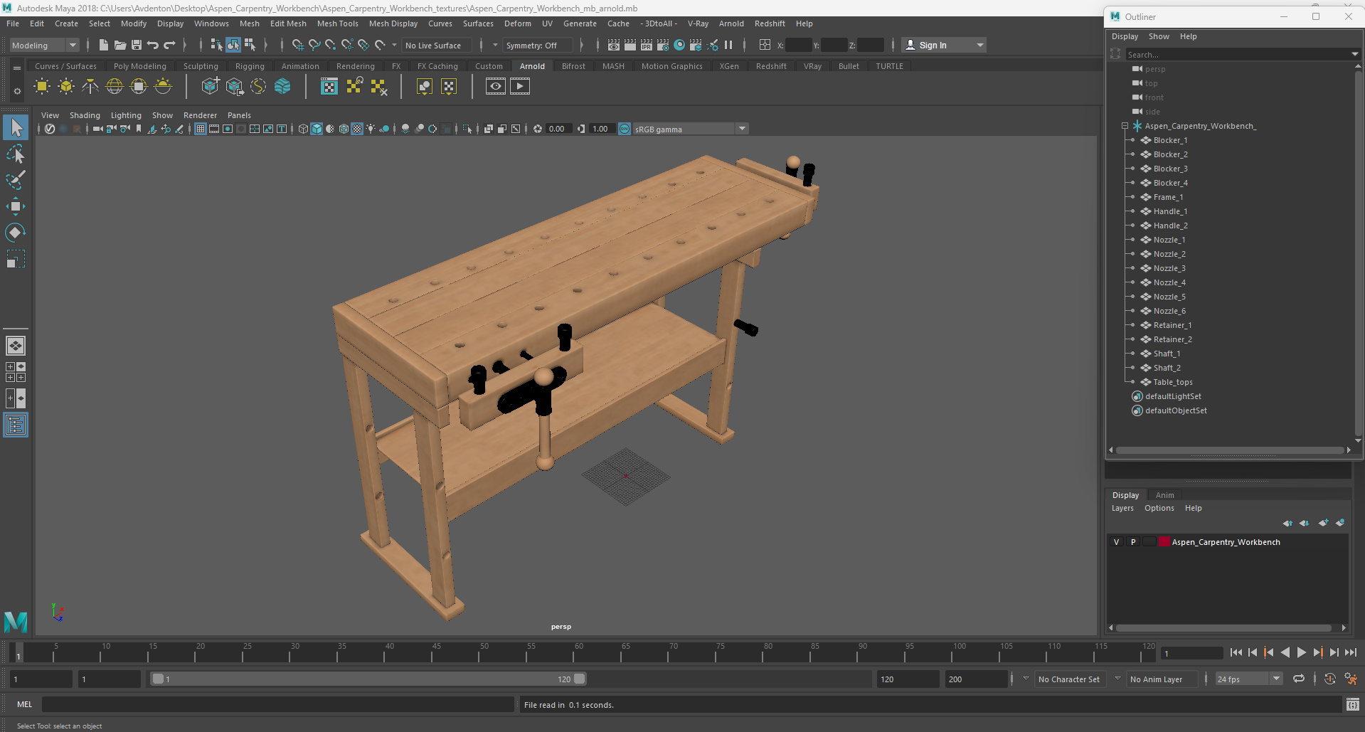 3D model Aspen Carpentry Workbench