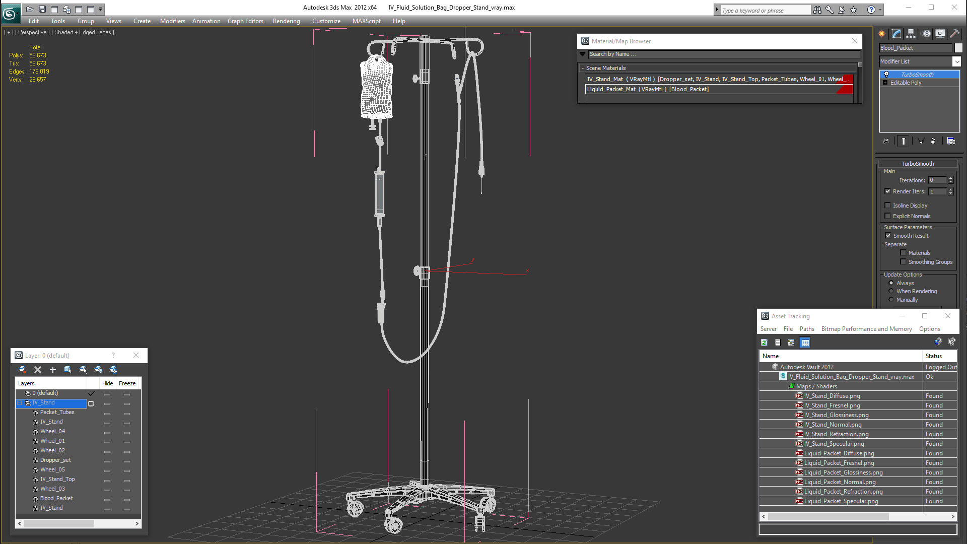 3D model IV Fluid Solution Bag Dropper Stand