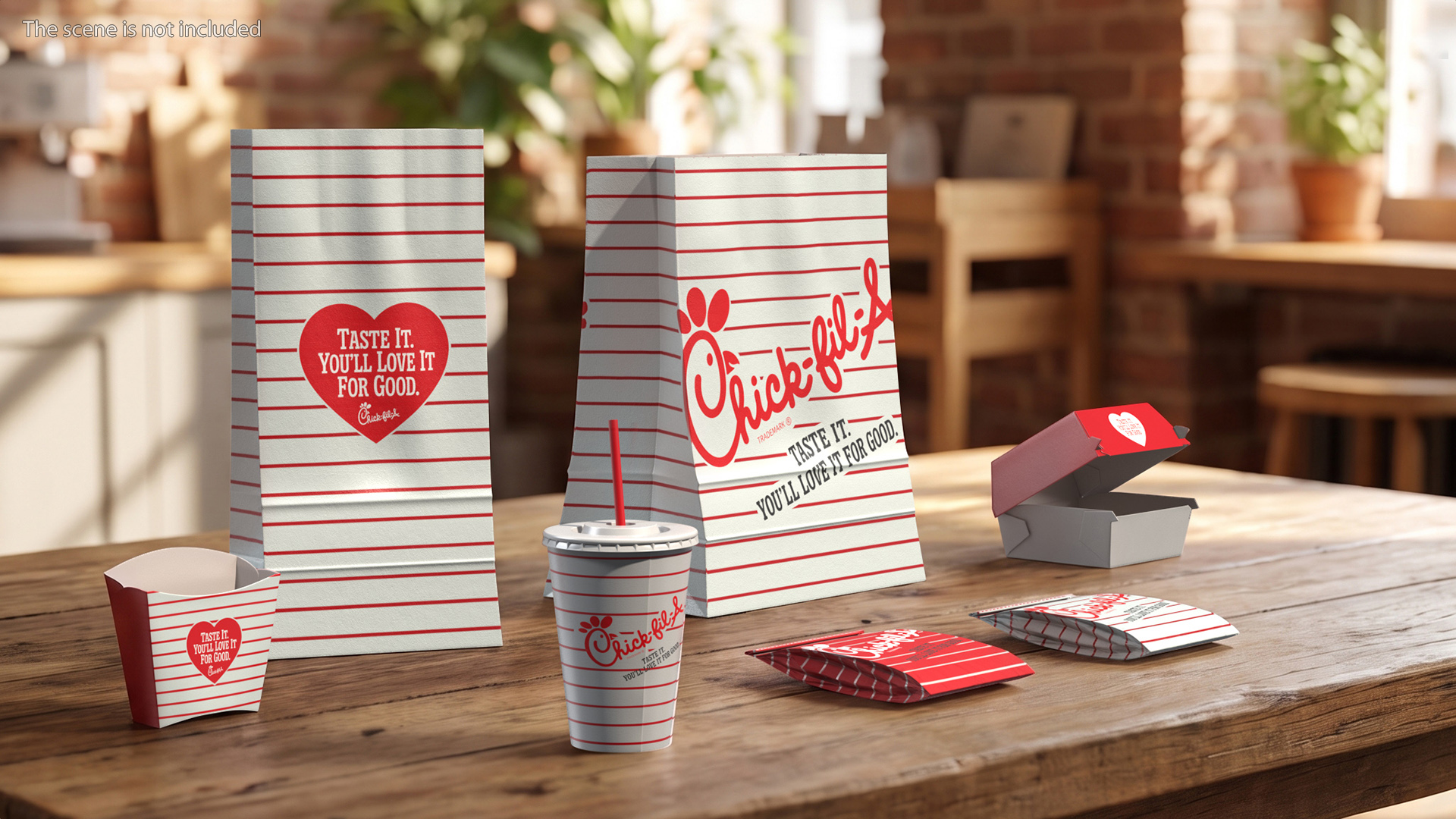 Chick fil A Fast Food Packaging Set