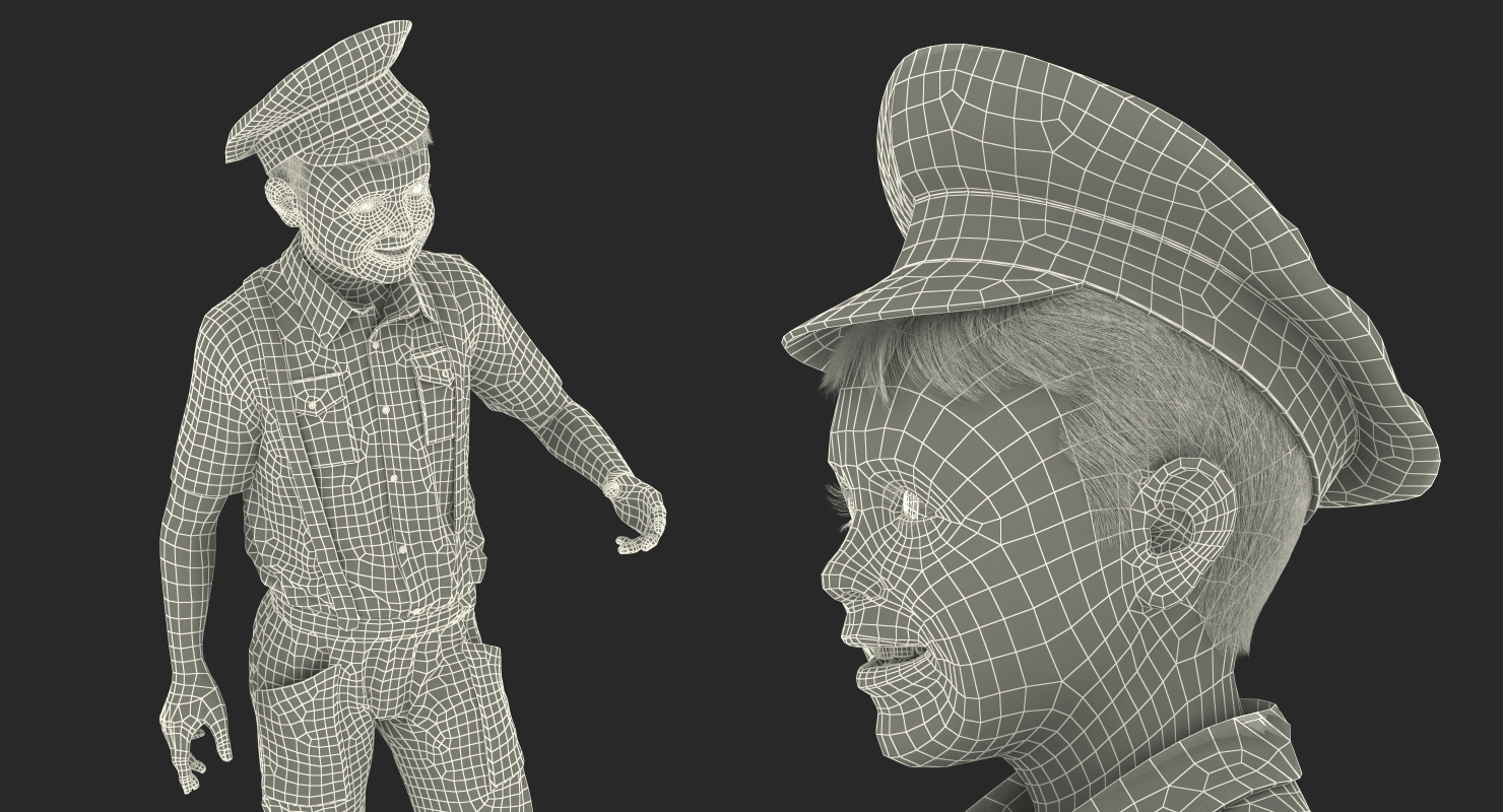 3D model Realistic Vintage Boy Standing Pose